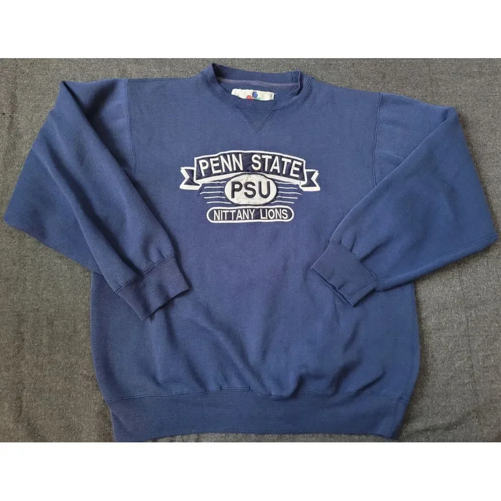 Vintage Penn State Navy Blue Crew Neck PSU Size Large‎ Embroidered 70s 80s 90s